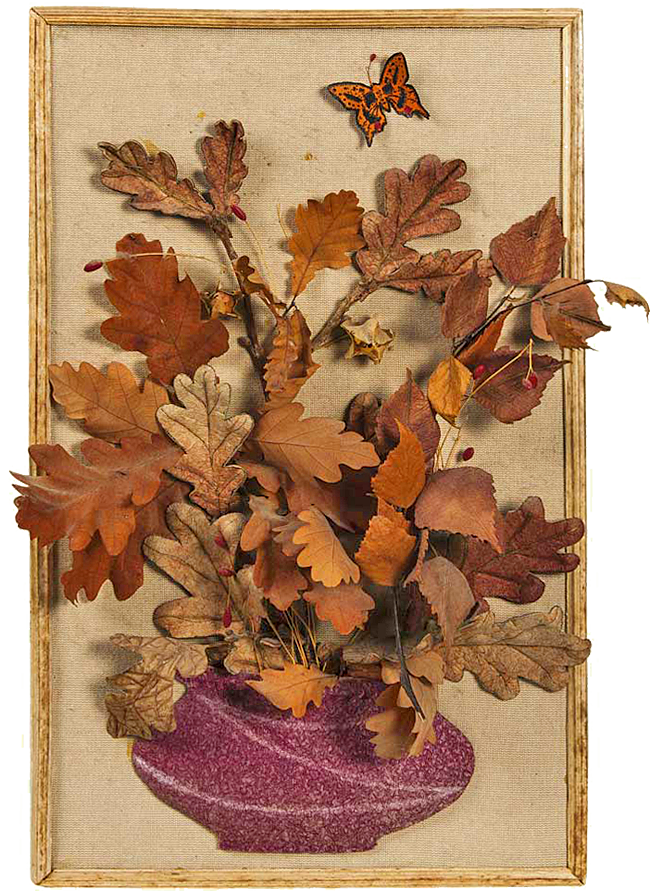 Панно из осенних листьев - 63 фото